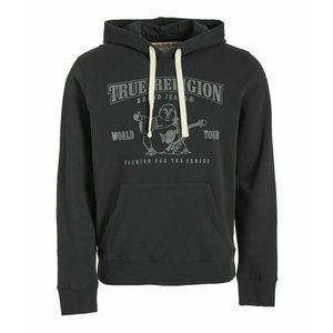 True Religion Men's Buddha Logo Pullover Hoodie Sweatshirt in Black